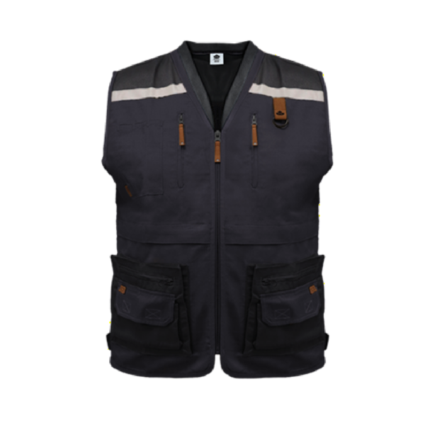CHALECO GEÓLOGO GABARDINA QUEBEC GRIS