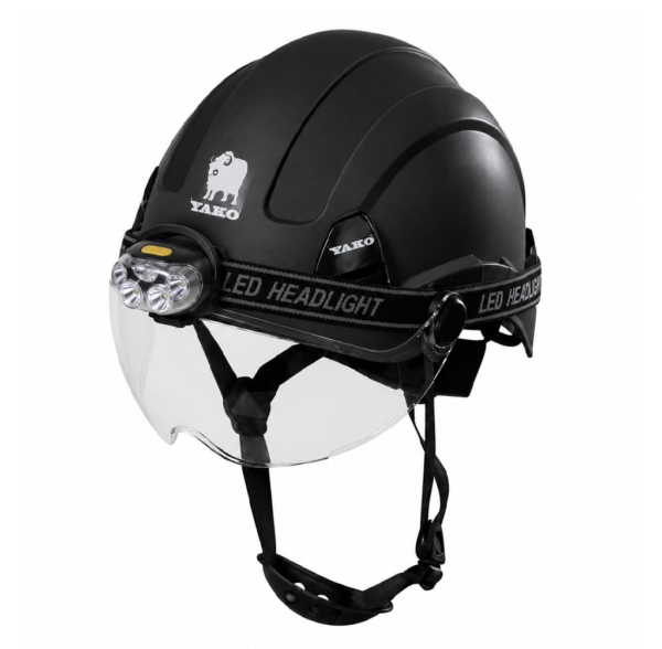 CASCO YAKO NEGRO CON VISERA Y LINTERNA STEELPRO ISP